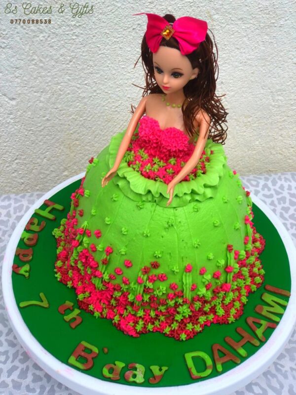 Simple doll butter icing cake