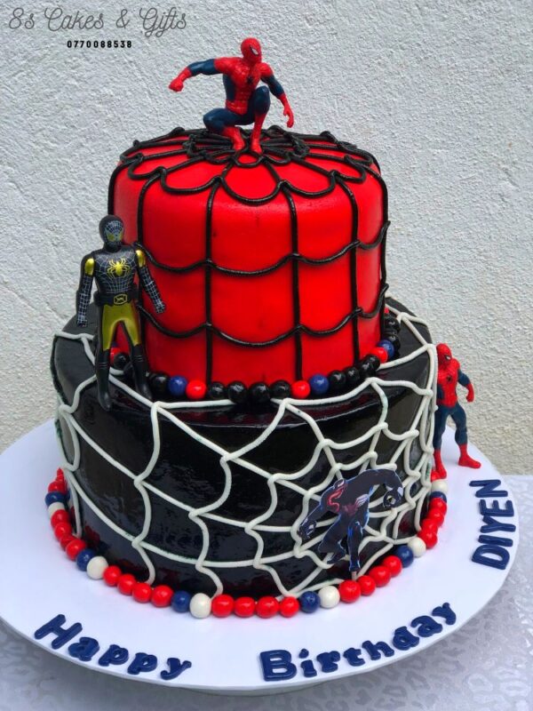 Spider man theme cake