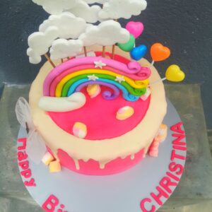 chocolate drip rainbow cake