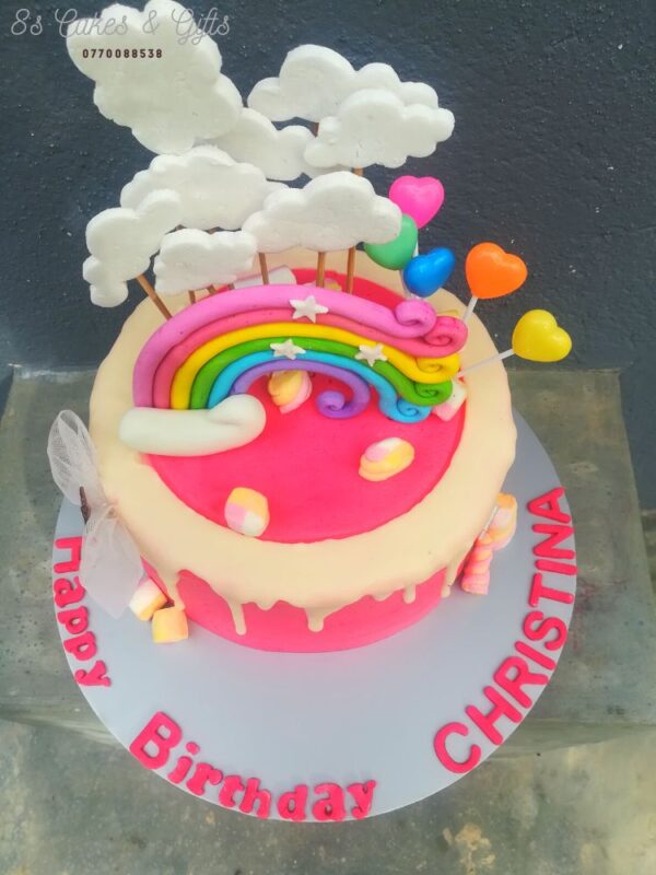 chocolate drip rainbow cake