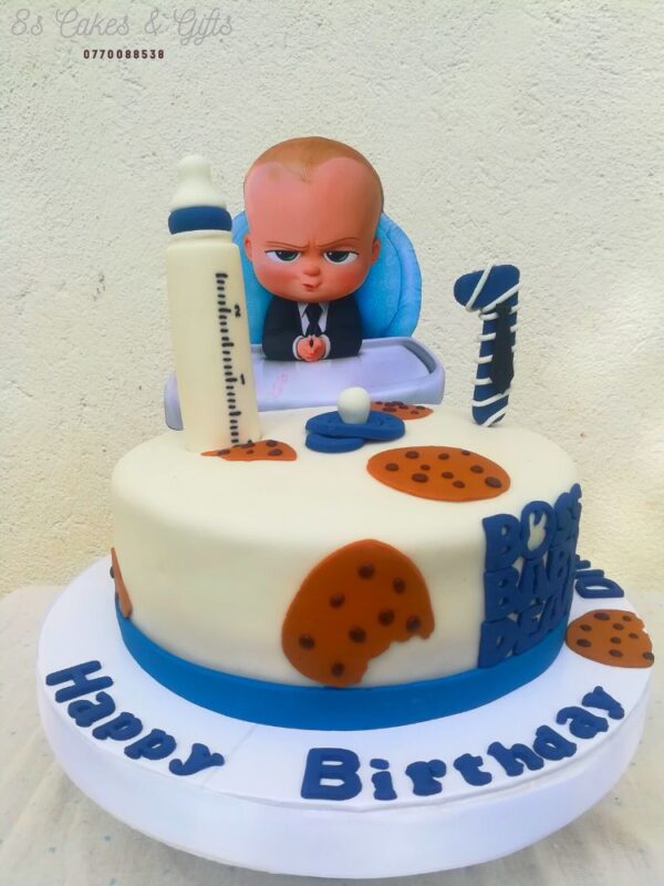 Fondant boss baby cake