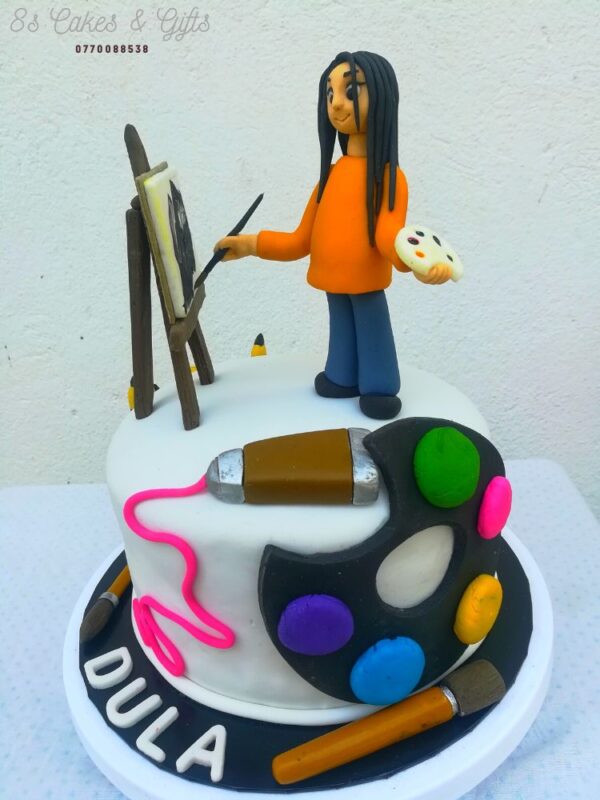 Painting girl cake