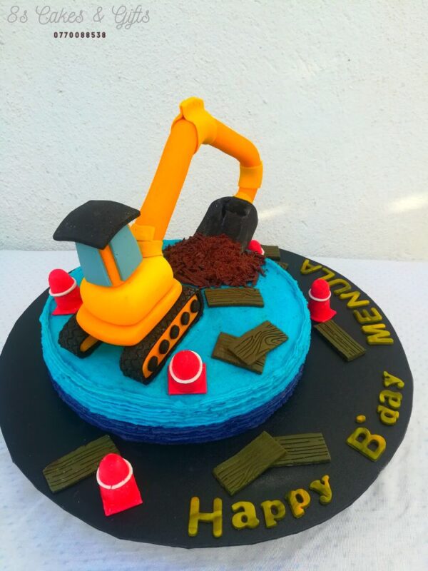 cartoon backhoe loader cake