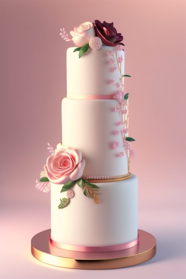 pink color wedding cake