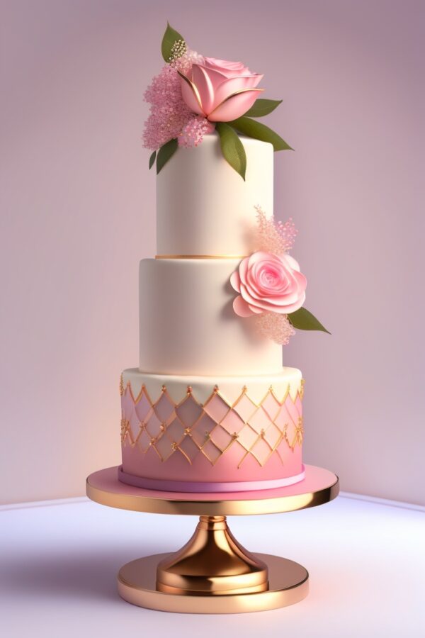 pink color wedding cake