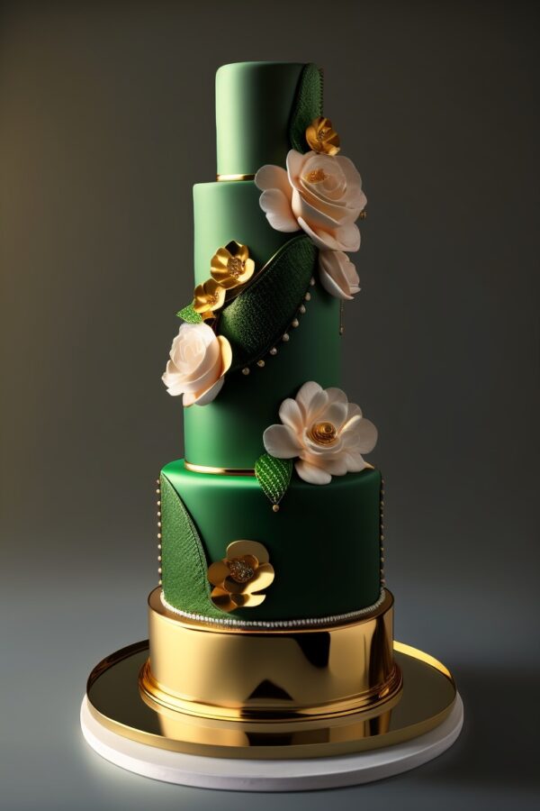 green color wedding cake