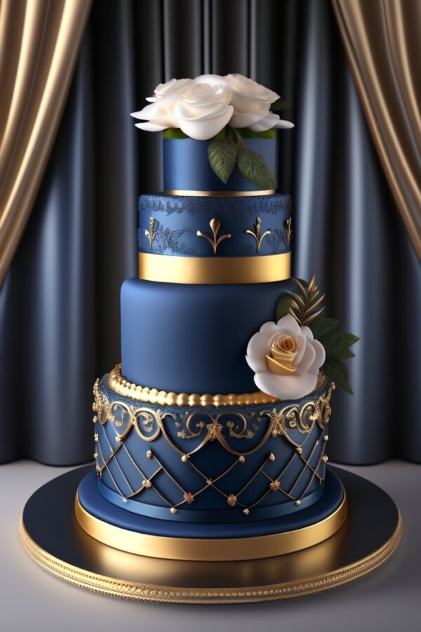 blue color wedding cake