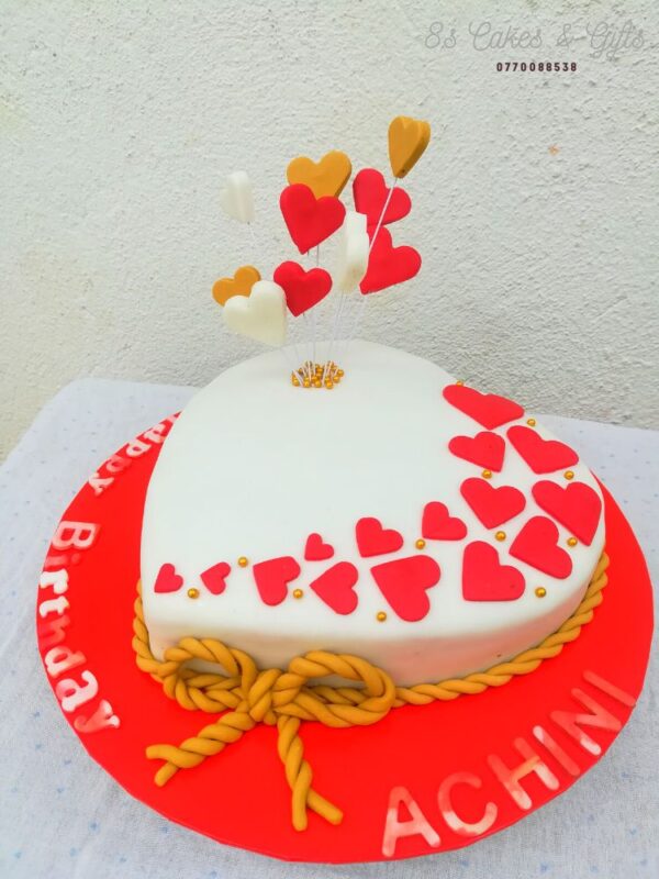 heart shape fondant birthday cake